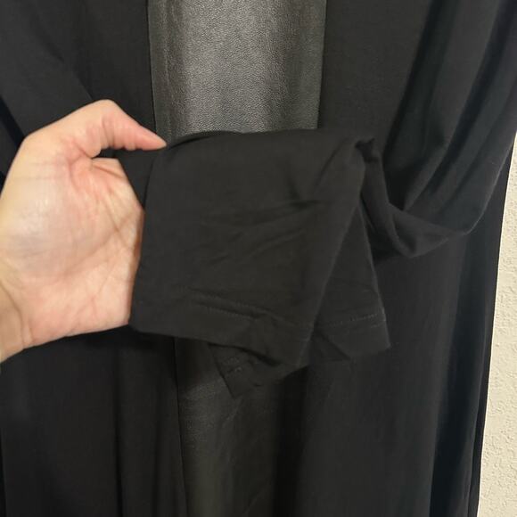 NÖR Denmark Midi Dress size US 2 Black Jersey Full Zip-up Faux Leather Panels - Picture 9 of 16